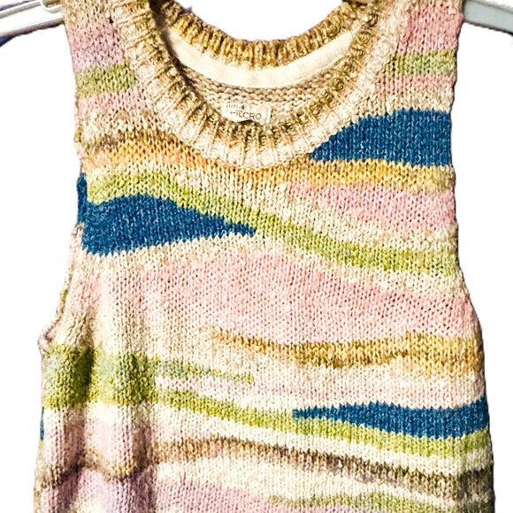 Pilcro sz M Crew Neck Knitted Tank Top Pastel Multi Sleeveless Sweater Vest - Picture 3 of 8